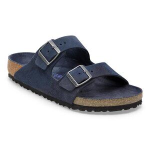 Birkenstock Women's Navy Arizona Soft Footbed Suede Slip-On Slide Sandal Sz 6.5